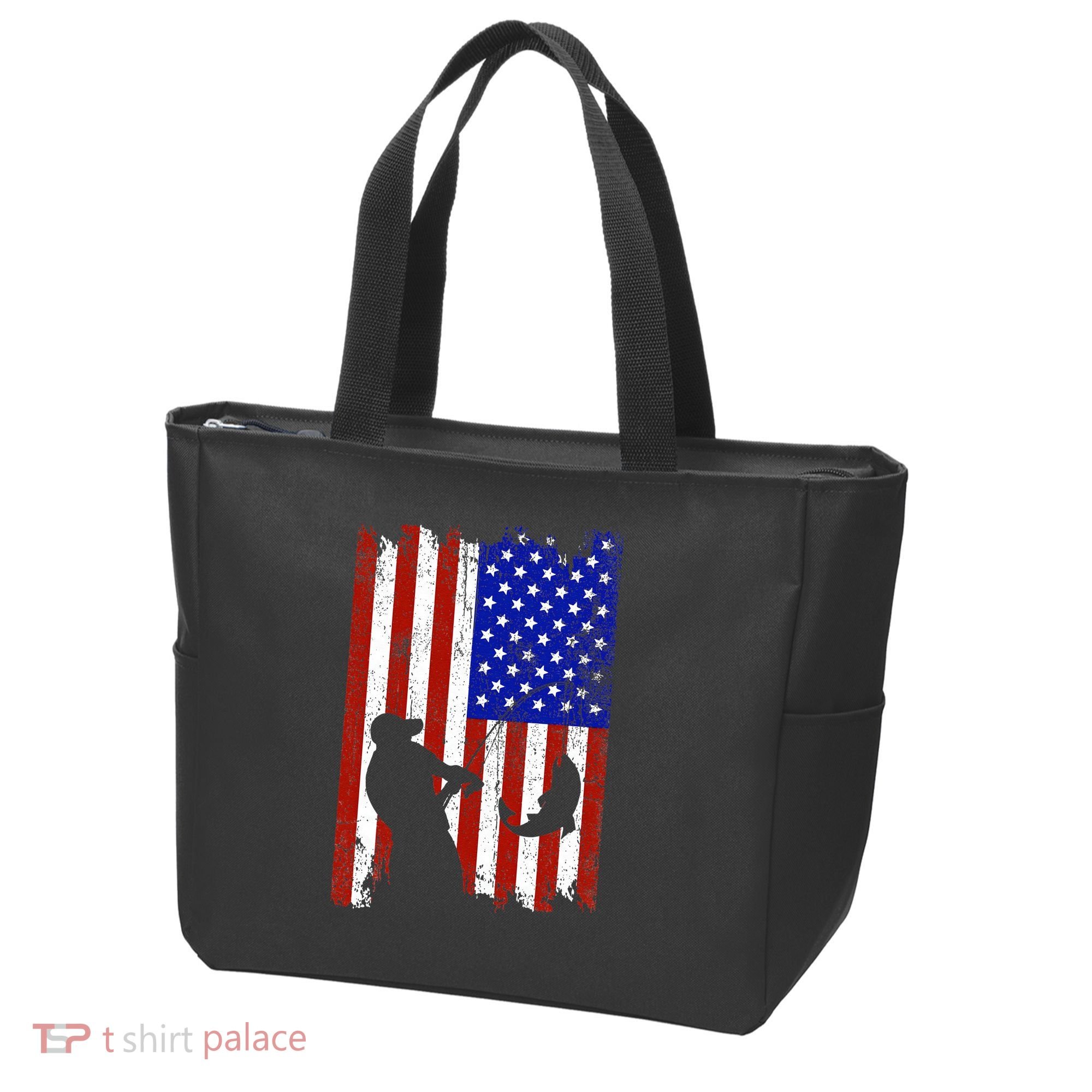 Fishing Gifts For Fisherman American Flag Tote Bag