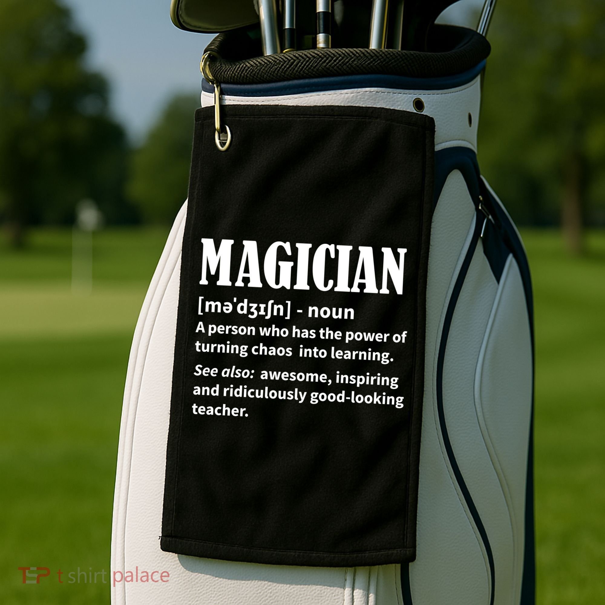Funny Gift For Teachers Teaching, Teacher Definition  Golf Towel