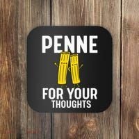 Funny Gifts For Pasta Lovers Penne For Your Thoughts Coaster thumb 0