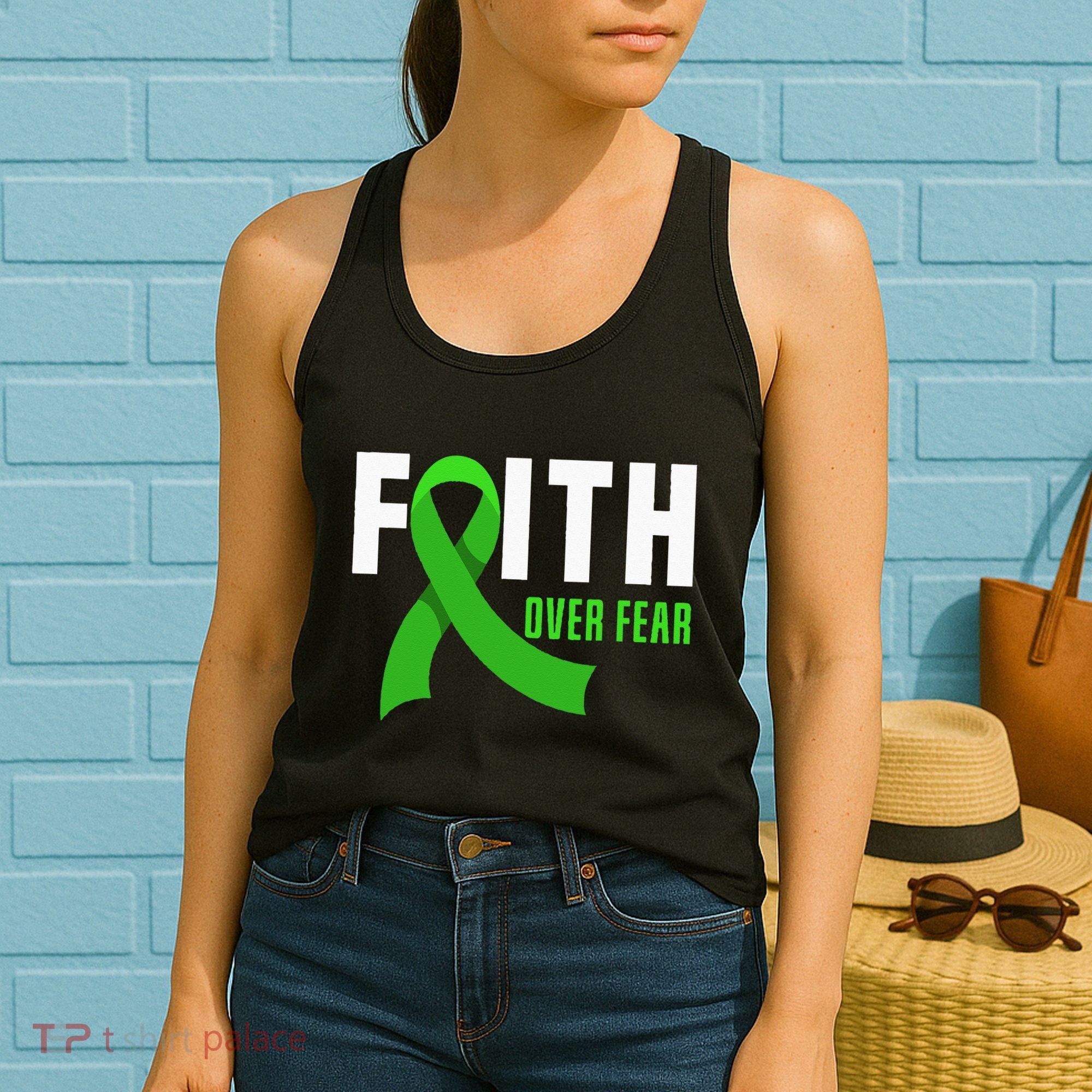 Faith God Fear Traumatic Brain Injury Awareness TBI Warrior Women's Tank Top