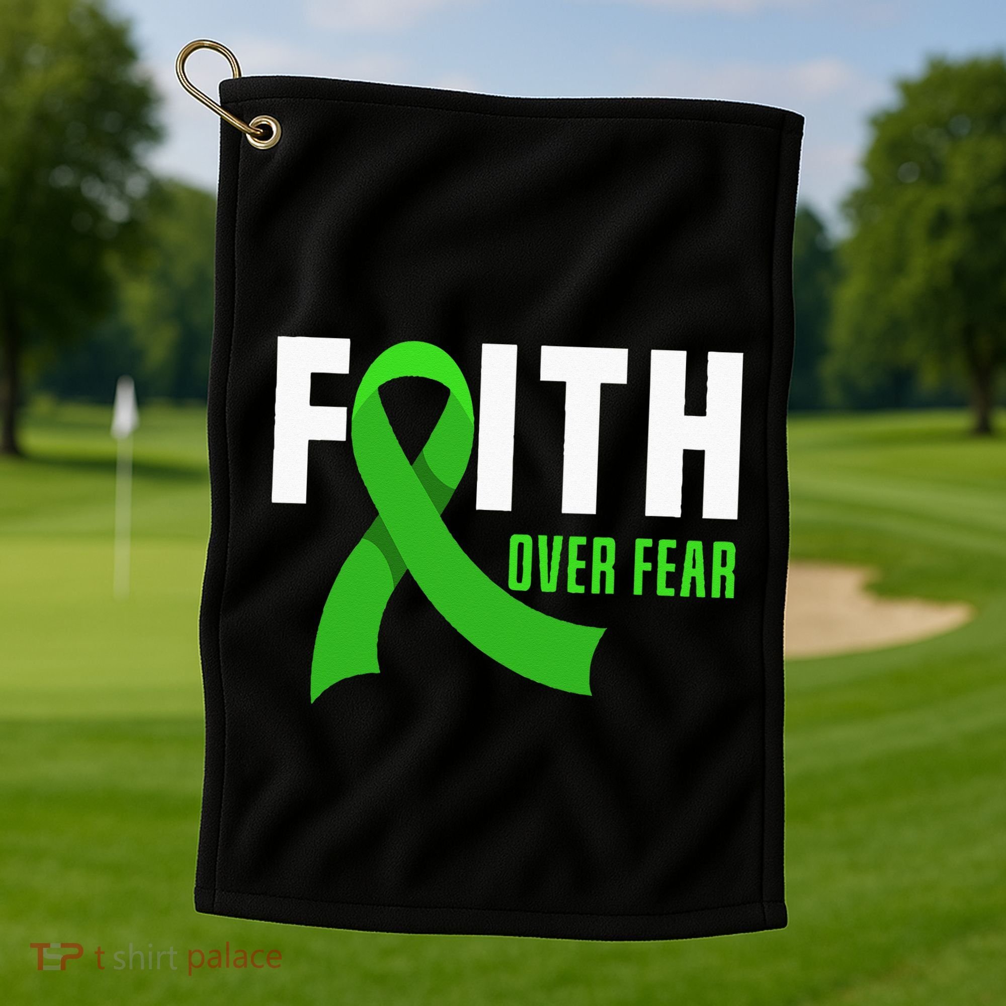 Faith God Fear Traumatic Brain Injury Awareness TBI Warrior Golf Towel