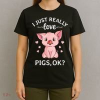 Funny Gift For Piggy Pig Hog Lovers Farmers I Just Really Love Pigs Ok? Hog Love T-Shirt thumb 4