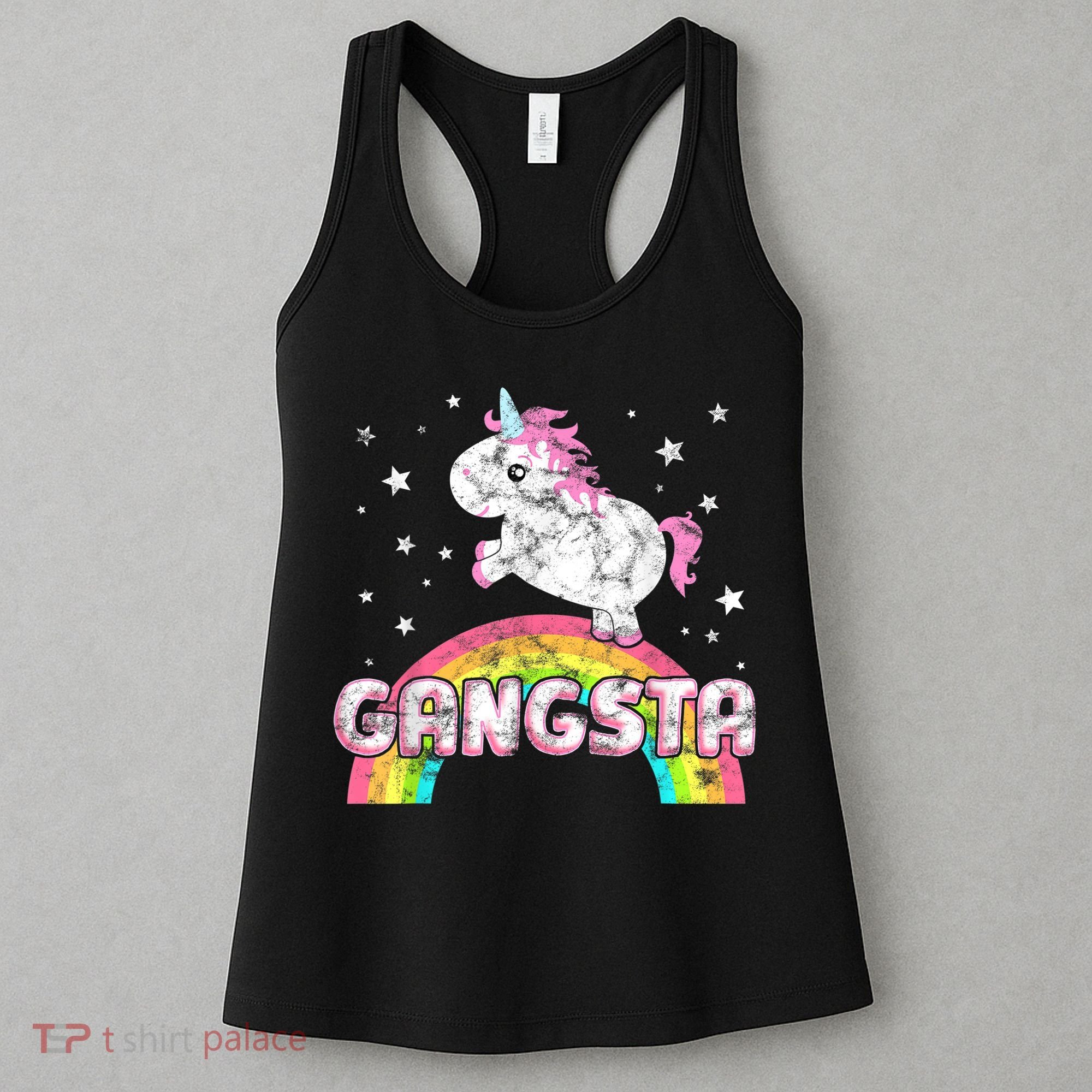 Funny Gift For Ironic Cool Unicorn Gangsta Rap Music Festival Women's Tank Top