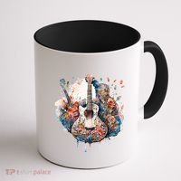 Floral Guitar Coffee Mug thumb 1