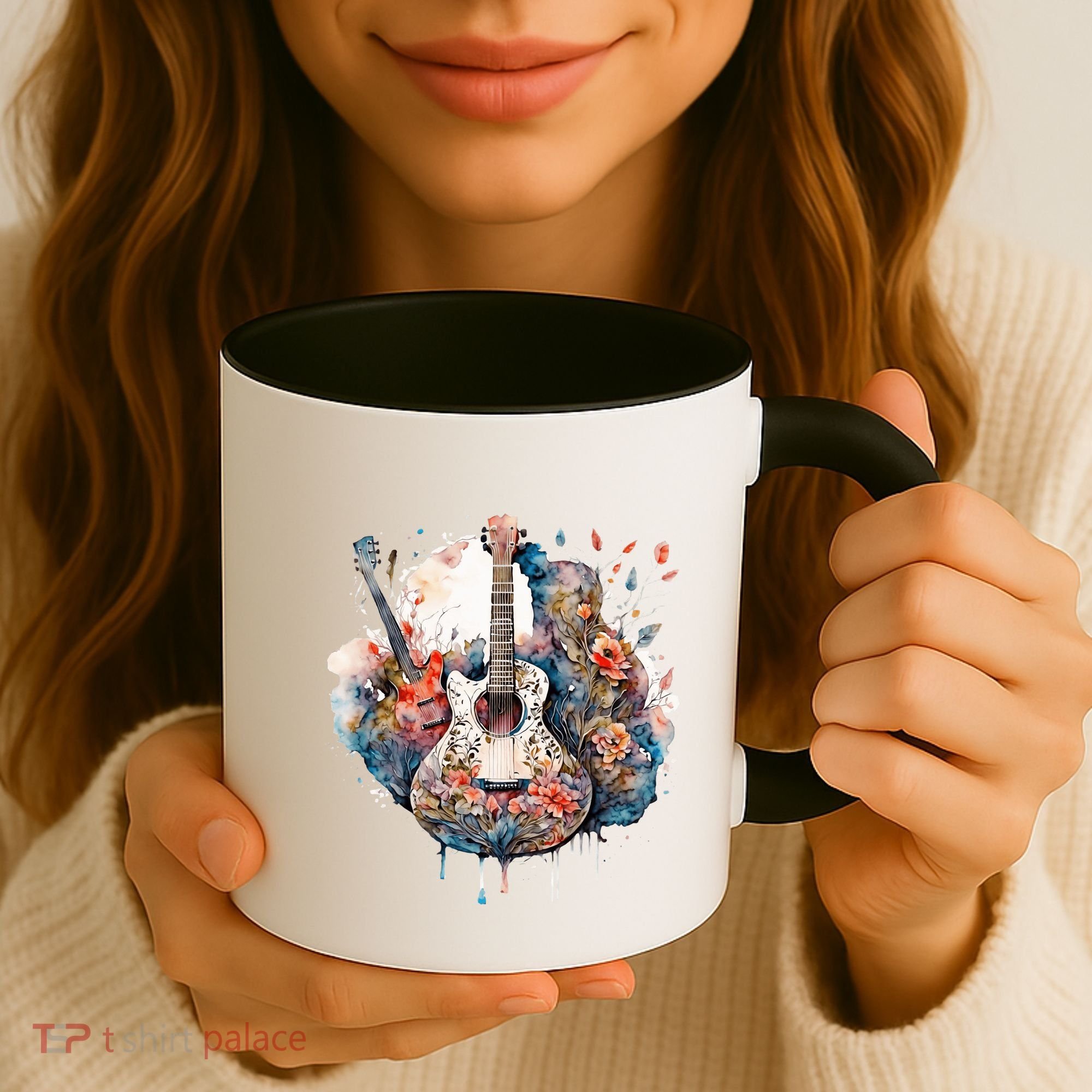 Floral Guitar Coffee Mug