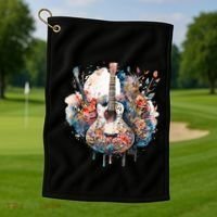 Floral Guitar Golf Towel thumb 1