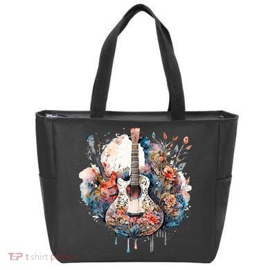 Floral Guitar Tote Bag