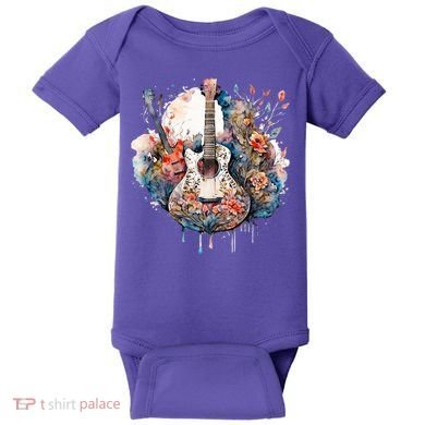 Floral Guitar Baby Bodysuit