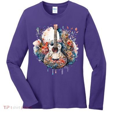 Floral Guitar Women's Long Sleeve Shirt