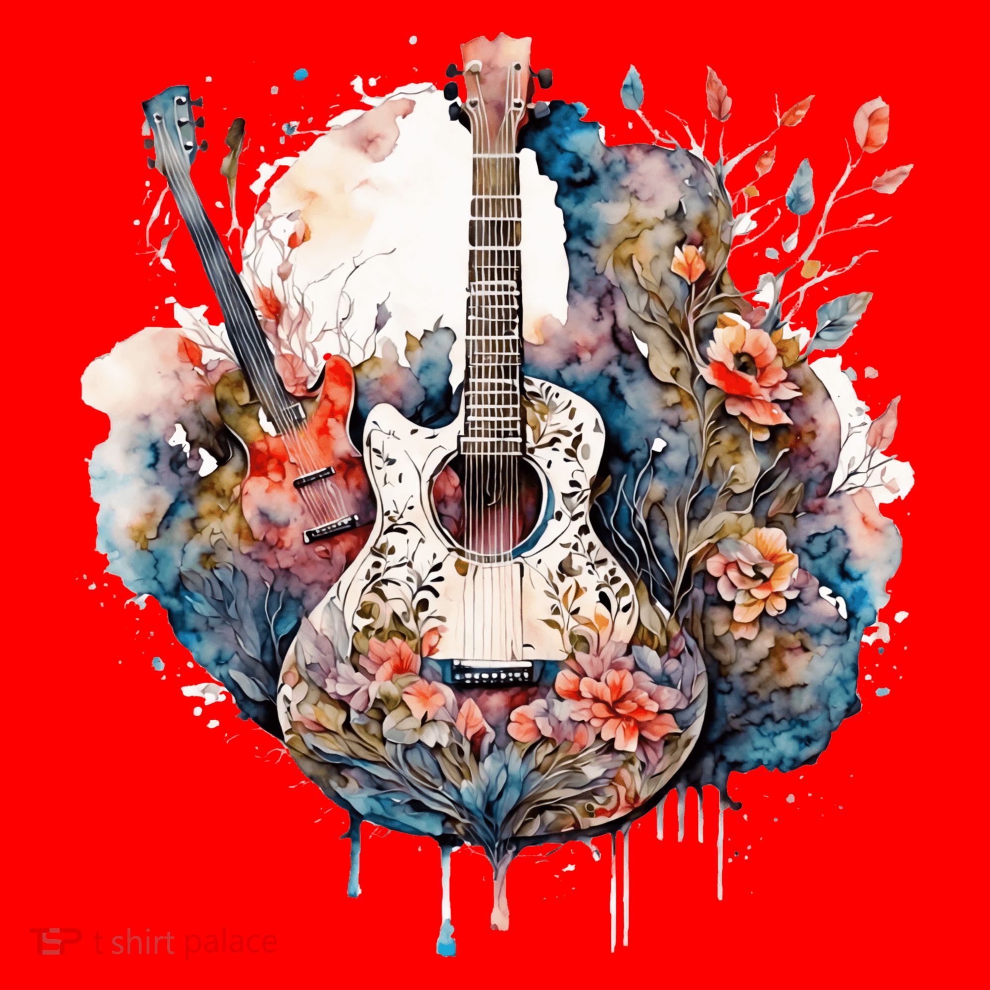 Floral Guitar Santa Hat