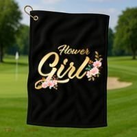 Flower Girl Floral Cute Wedding Golf Towel thumb 1