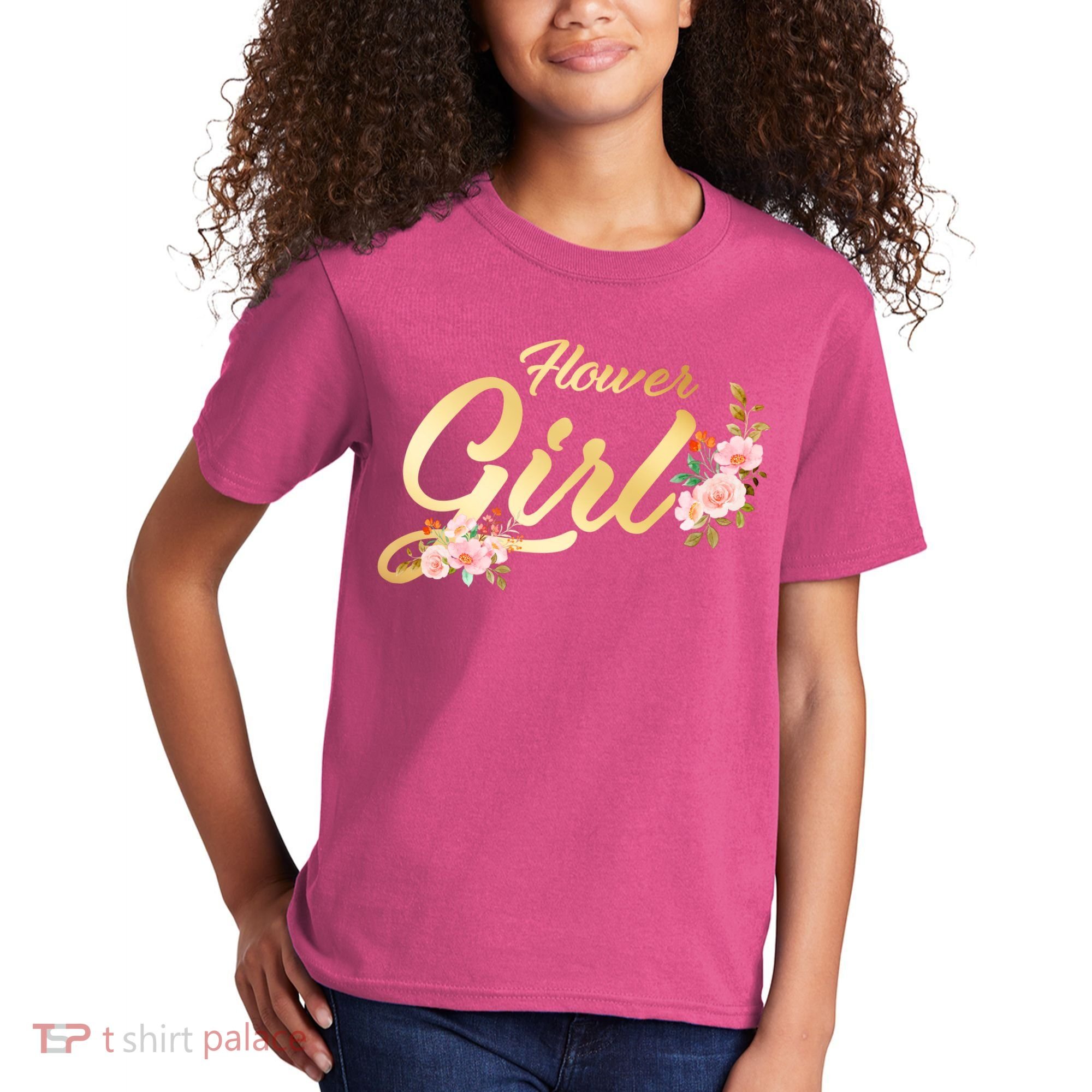 Flower Girl Floral Cute Wedding Kids T-Shirt