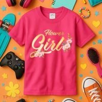 Flower Girl Floral Cute Wedding Kids T-Shirt thumb 3