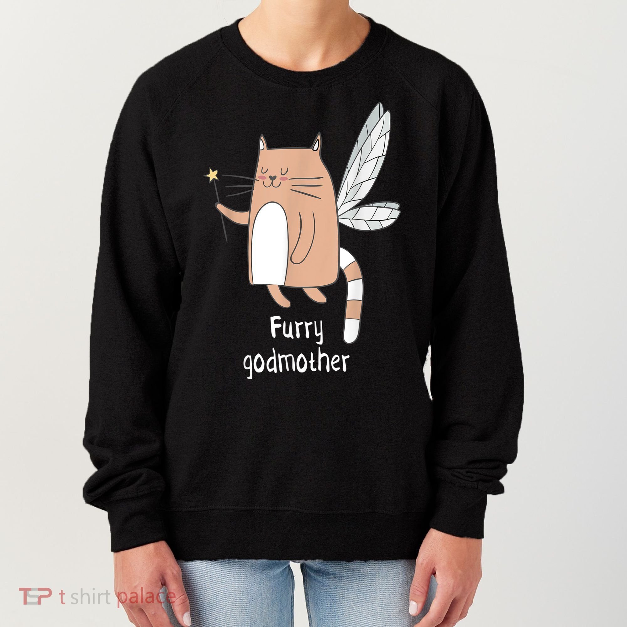 Furry Godmother Funny Cat Godmother Cute Cat Lover Women's Sweatshirt