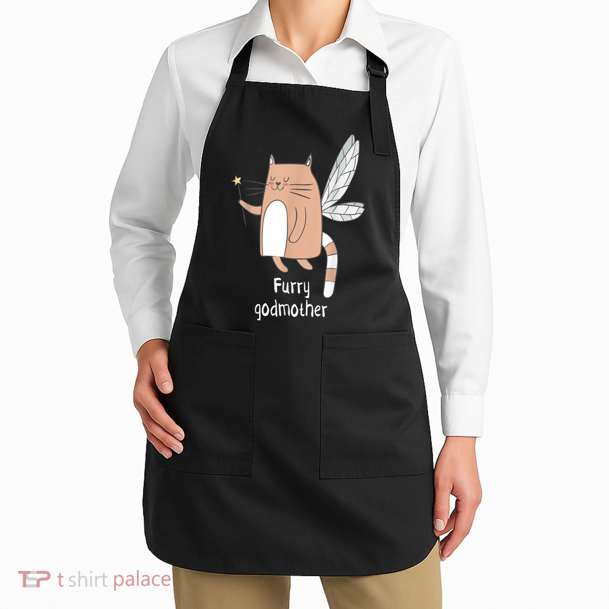 Furry Godmother Funny Cat Godmother Cute Cat Lover Apron