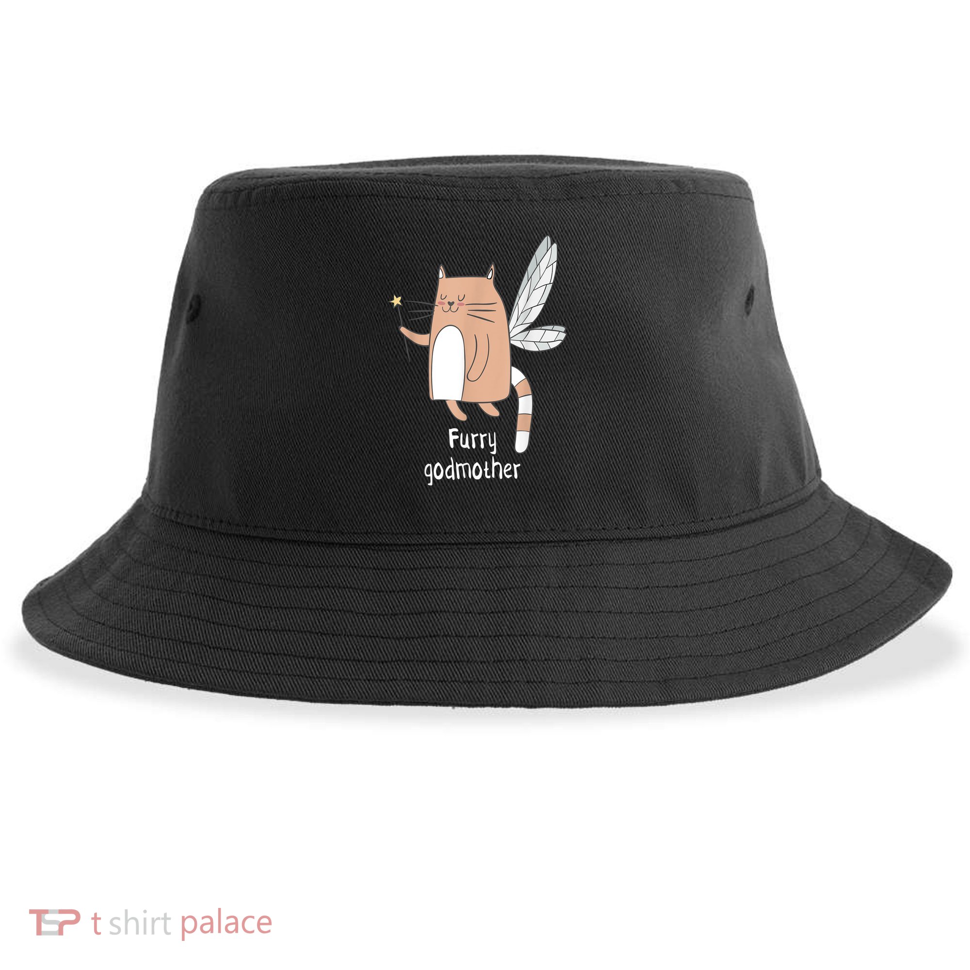 Furry Godmother Funny Cat Godmother Cute Cat Lover Sustainable Bucket Hat