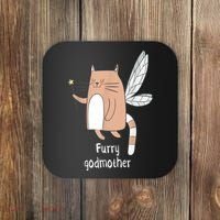 Furry Godmother Funny Cat Godmother Cute Cat Lover Coaster thumb 0