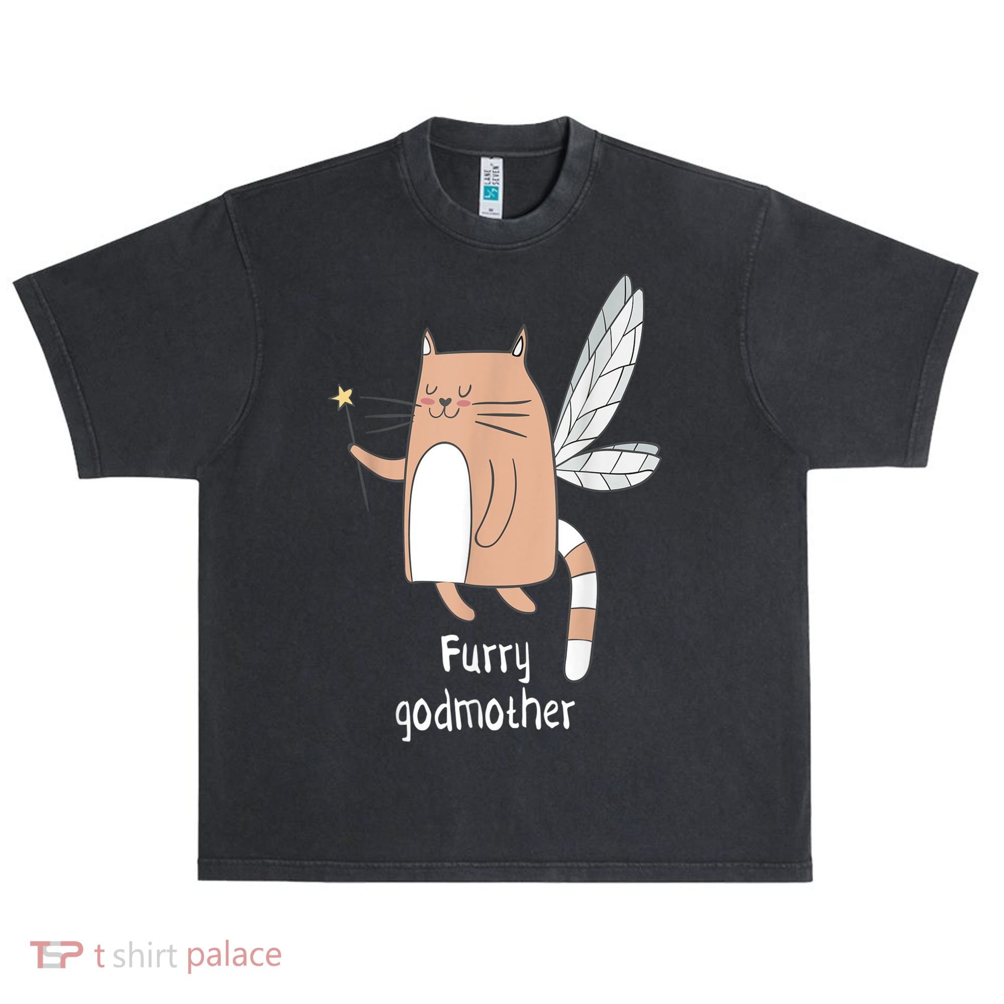 Furry Godmother Funny Cat Godmother Cute Cat Lover Urban Oversized Heavyweight T-Shirt