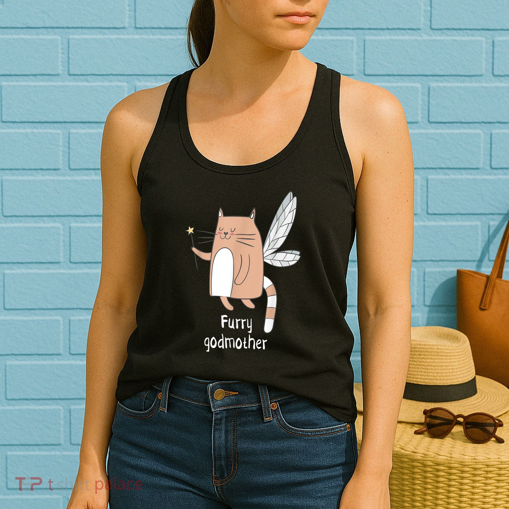 Furry Godmother Funny Cat Godmother Cute Cat Lover Women's Tank Top