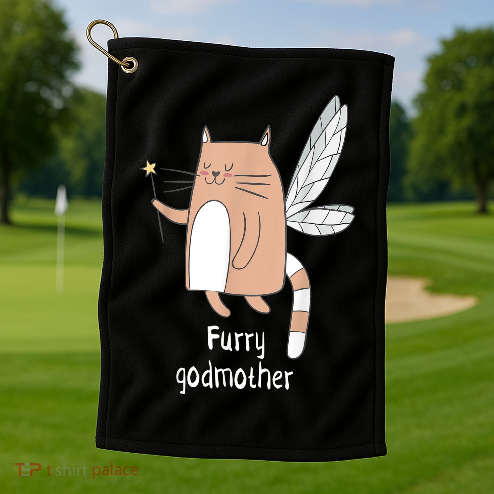 Furry Godmother Funny Cat Godmother Cute Cat Lover Golf Towel