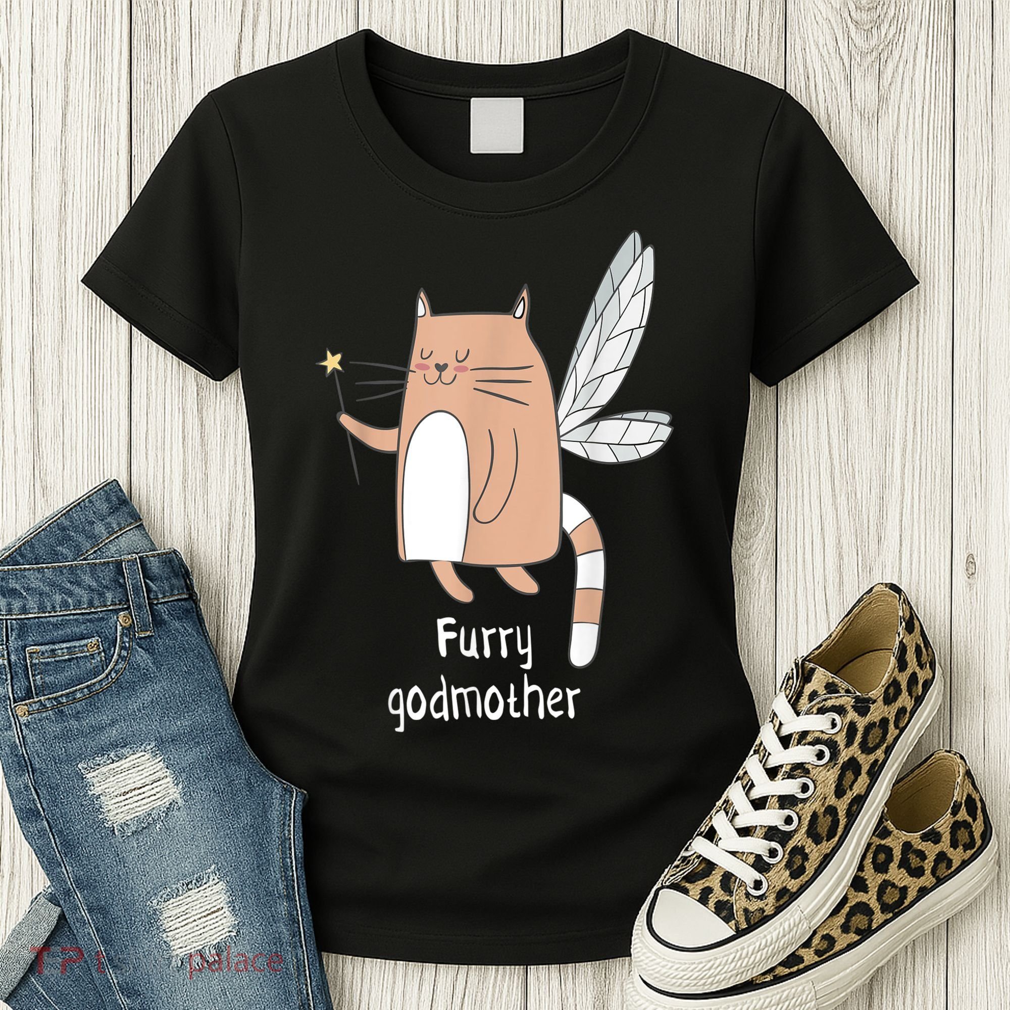 Furry Godmother Funny Cat Godmother Cute Cat Lover Women's T-Shirt