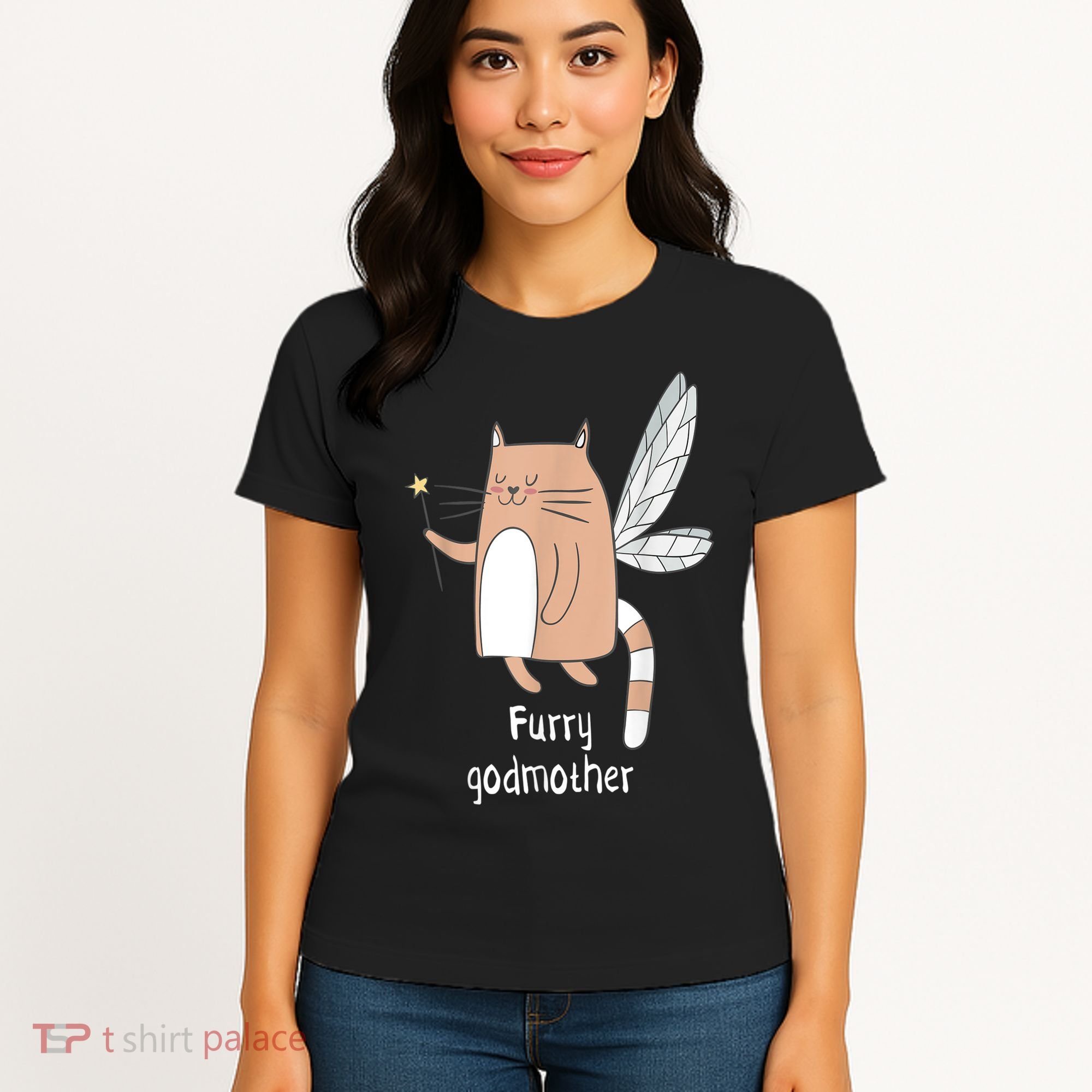Furry Godmother Funny Cat Godmother Cute Cat Lover Women's T-Shirt