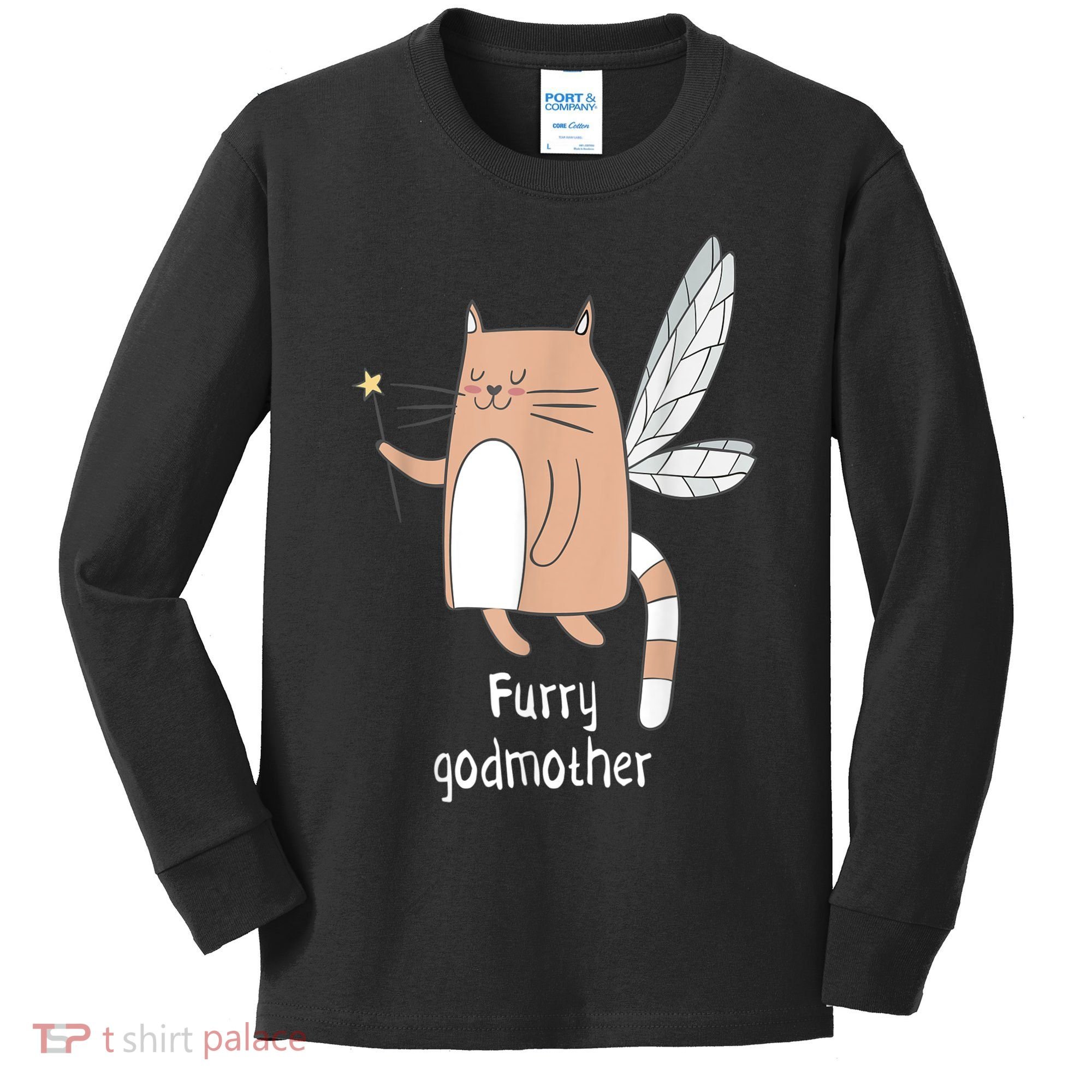 Furry Godmother Funny Cat Godmother Cute Cat Lover Kids Long Sleeve Shirt