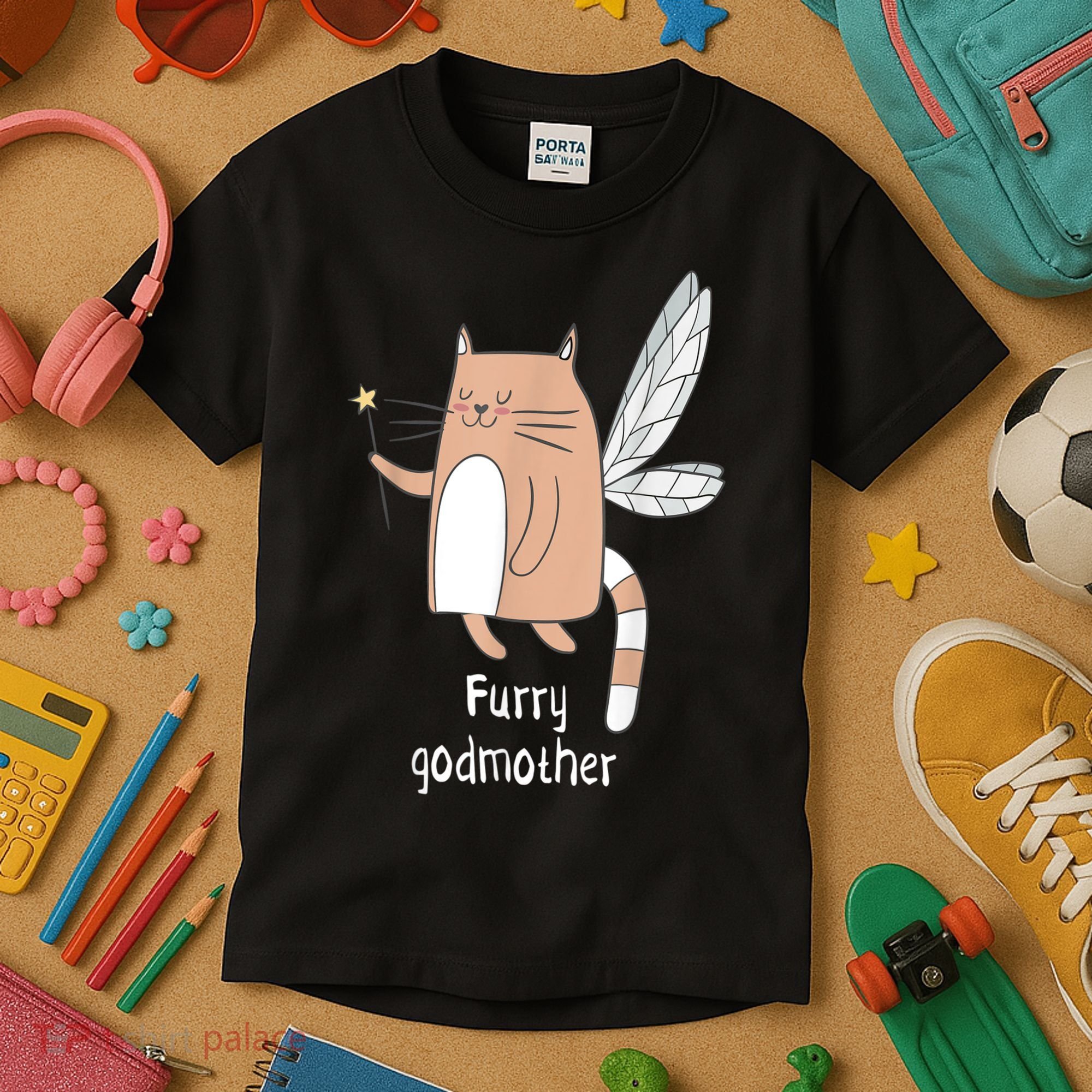Furry Godmother Funny Cat Godmother Cute Cat Lover Kids T-Shirt
