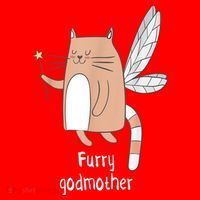 Furry Godmother Funny Cat Godmother Cute Cat Lover Santa Hat thumb 1