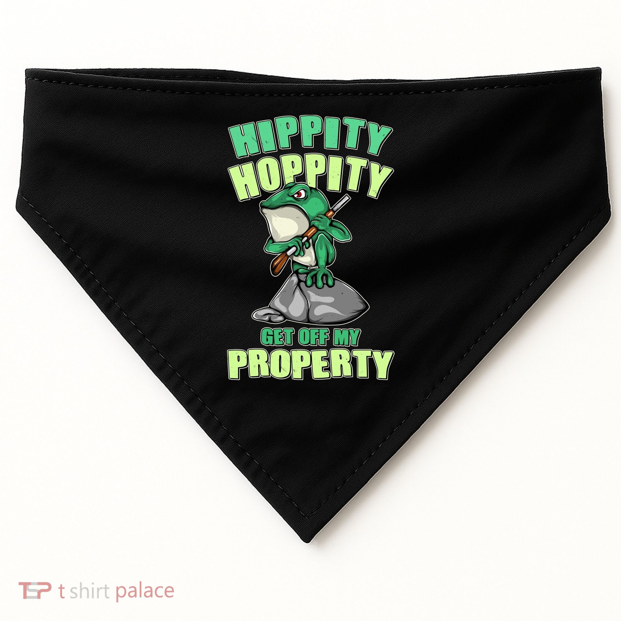 Funny Gun Frog Hippity Hoppity Get Off My Property USA-Made Doggie Bandana