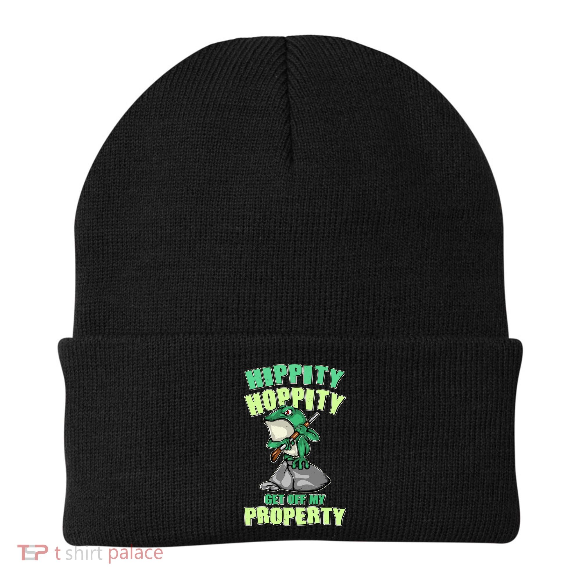 Funny Gun Frog Hippity Hoppity Get Off My Property Beanie