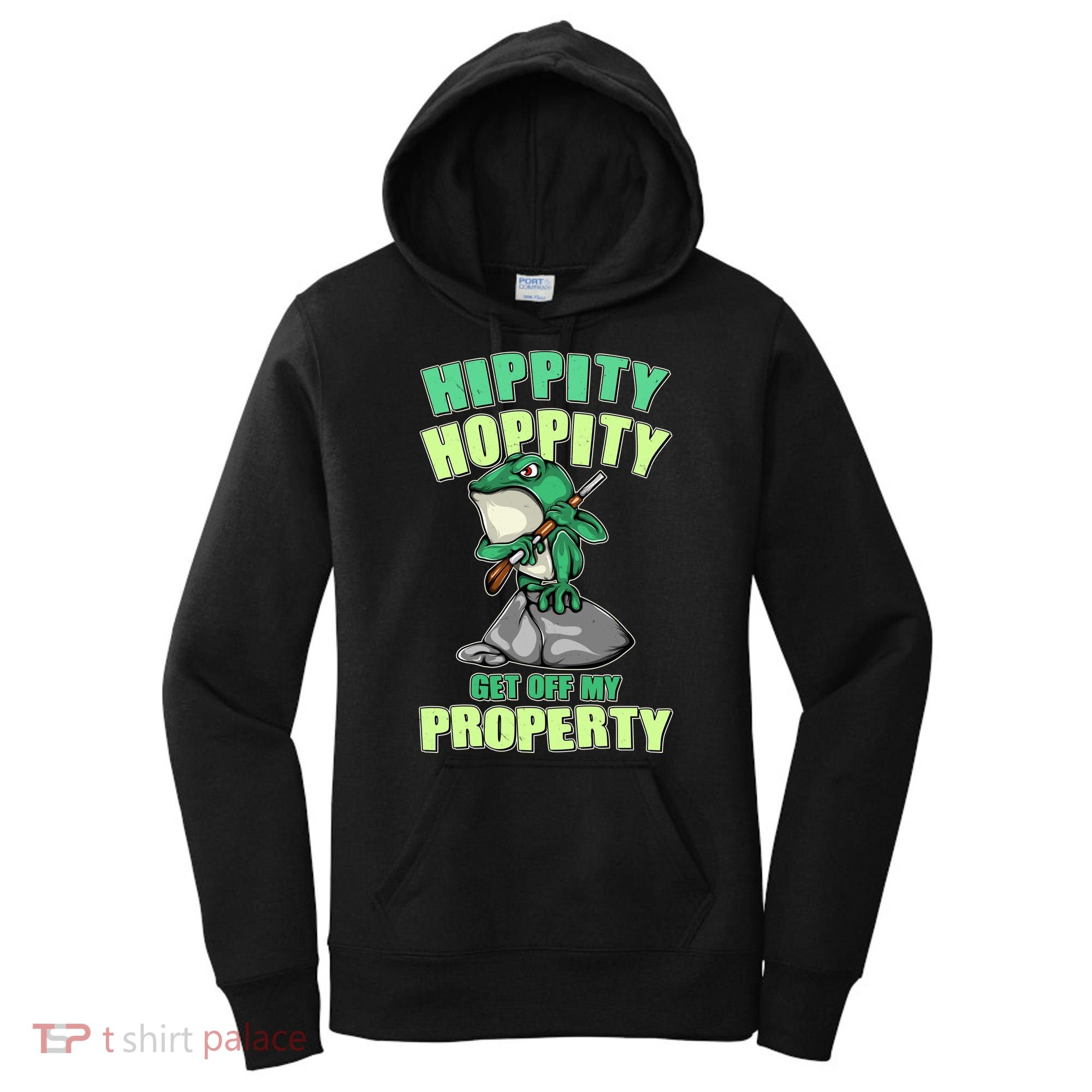 Funny Gun Frog Hippity Hoppity Get Off My Property Women's Hoodie
