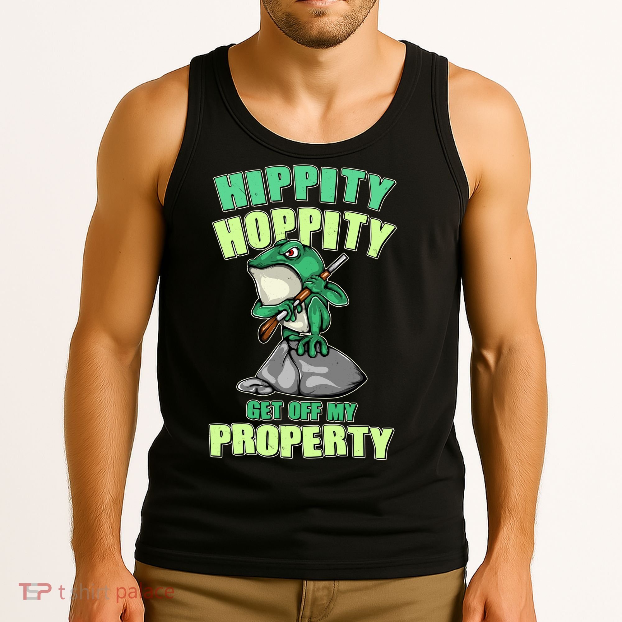 Funny Gun Frog Hippity Hoppity Get Off My Property Tank Top