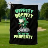 Funny Gun Frog Hippity Hoppity Get Off My Property Golf Towel thumb 1