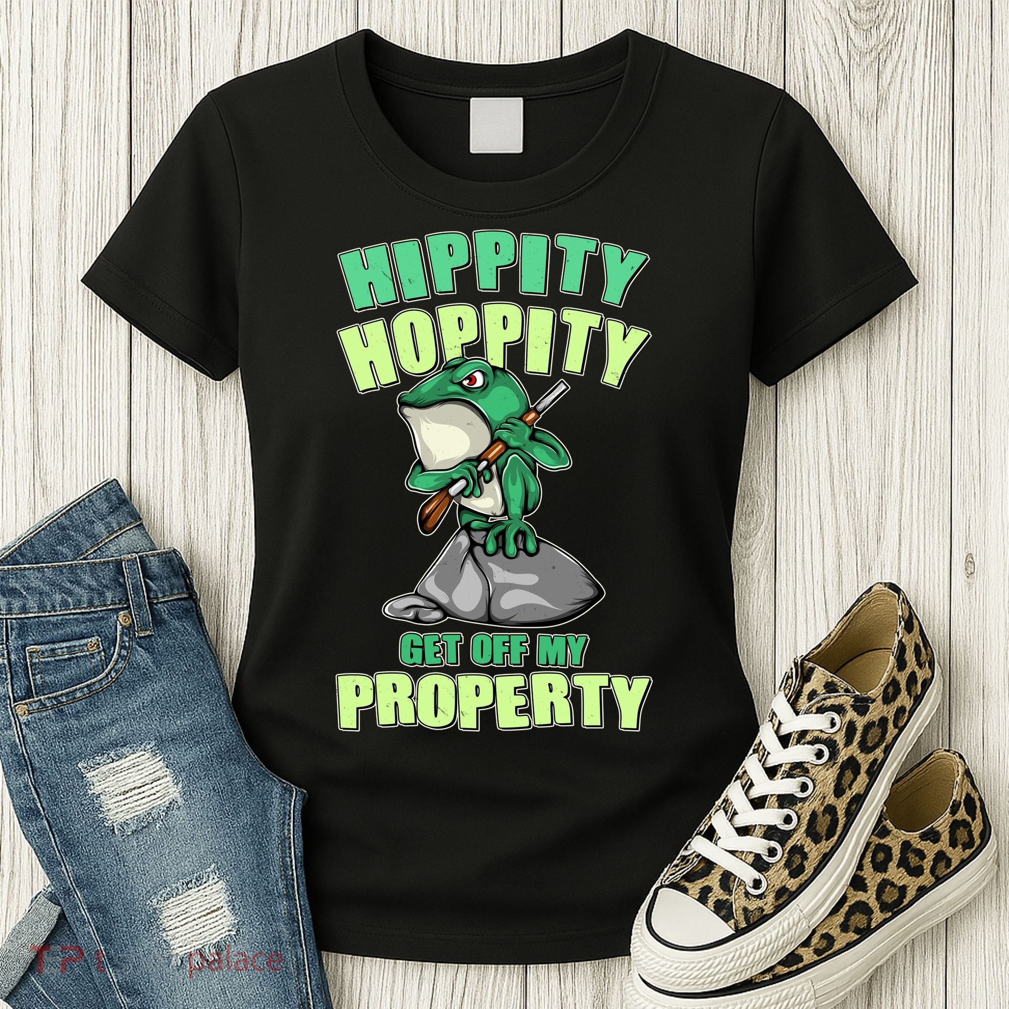 Funny Gun Frog Hippity Hoppity Get Off My Property Women's T-Shirt