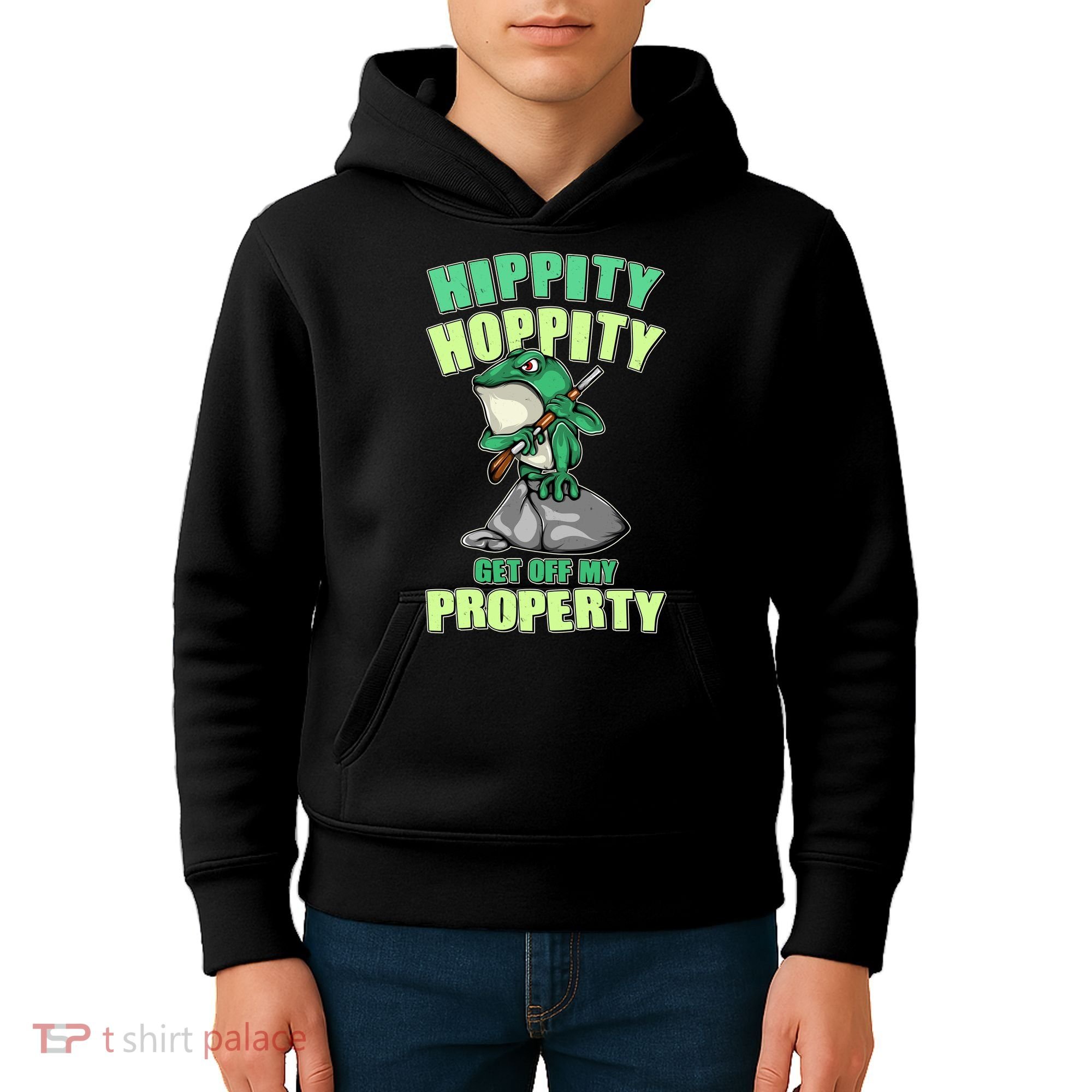 Funny Gun Frog Hippity Hoppity Get Off My Property Kids Hoodie