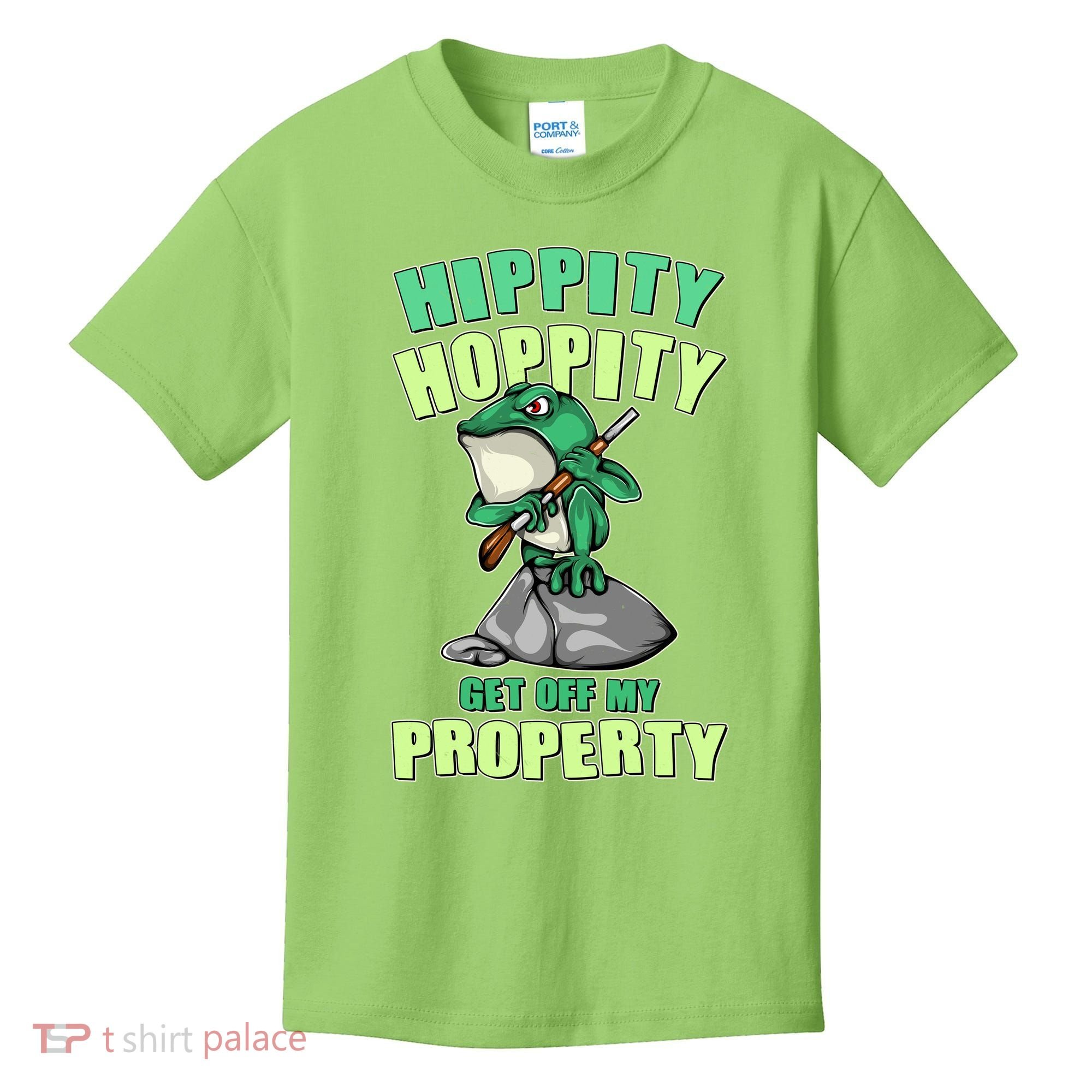 Funny Gun Frog Hippity Hoppity Get Off My Property Kids T-Shirt