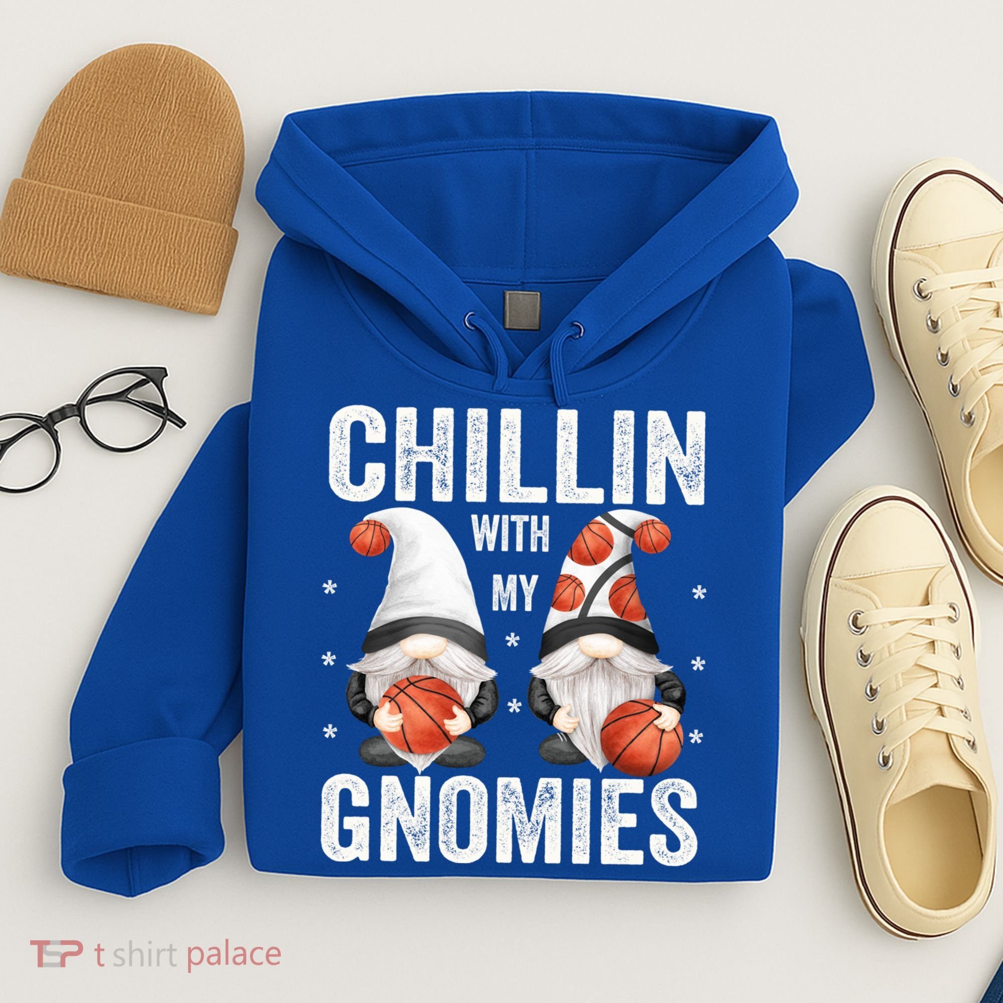 Funny Gnome For Basketball Lovers Chillin With My Gnomies Gift Hoodie