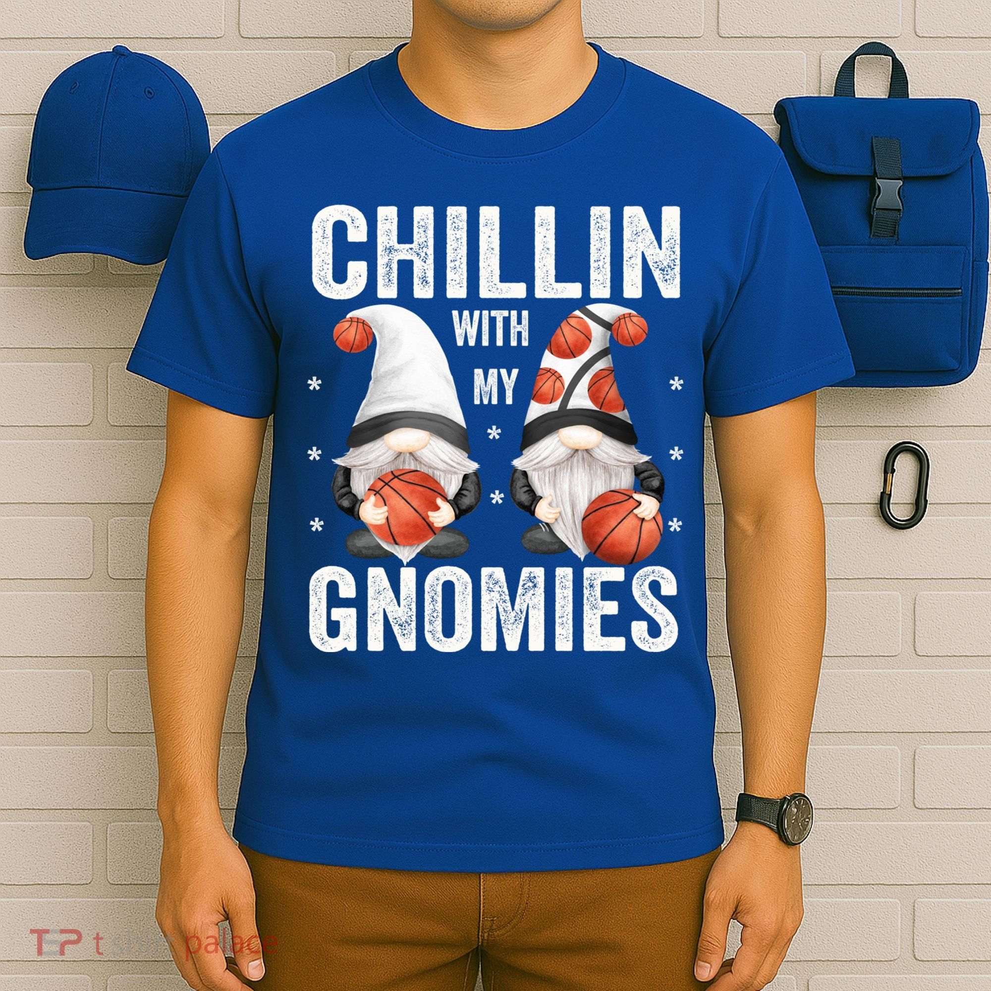 Funny Gnome For Basketball Lovers Chillin With My Gnomies Gift T-Shirt
