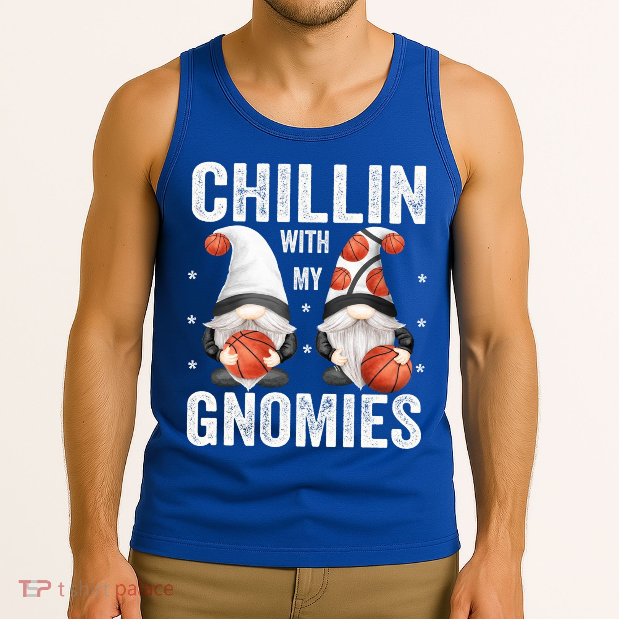Funny Gnome For Basketball Lovers Chillin With My Gnomies Gift Tank Top