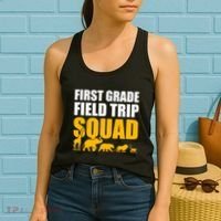 First Grade Field Trip Squad 1st Grade Zoo Crew Safari Women's Tank Top thumb 2