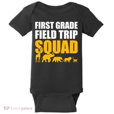 First Grade Field Trip Squad 1st Grade Zoo Crew Safari Baby Bodysuit