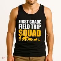 First Grade Field Trip Squad 1st Grade Zoo Crew Safari Tank Top thumb 3