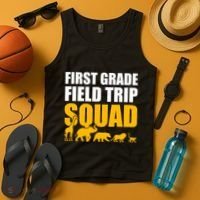 First Grade Field Trip Squad 1st Grade Zoo Crew Safari Tank Top thumb 4