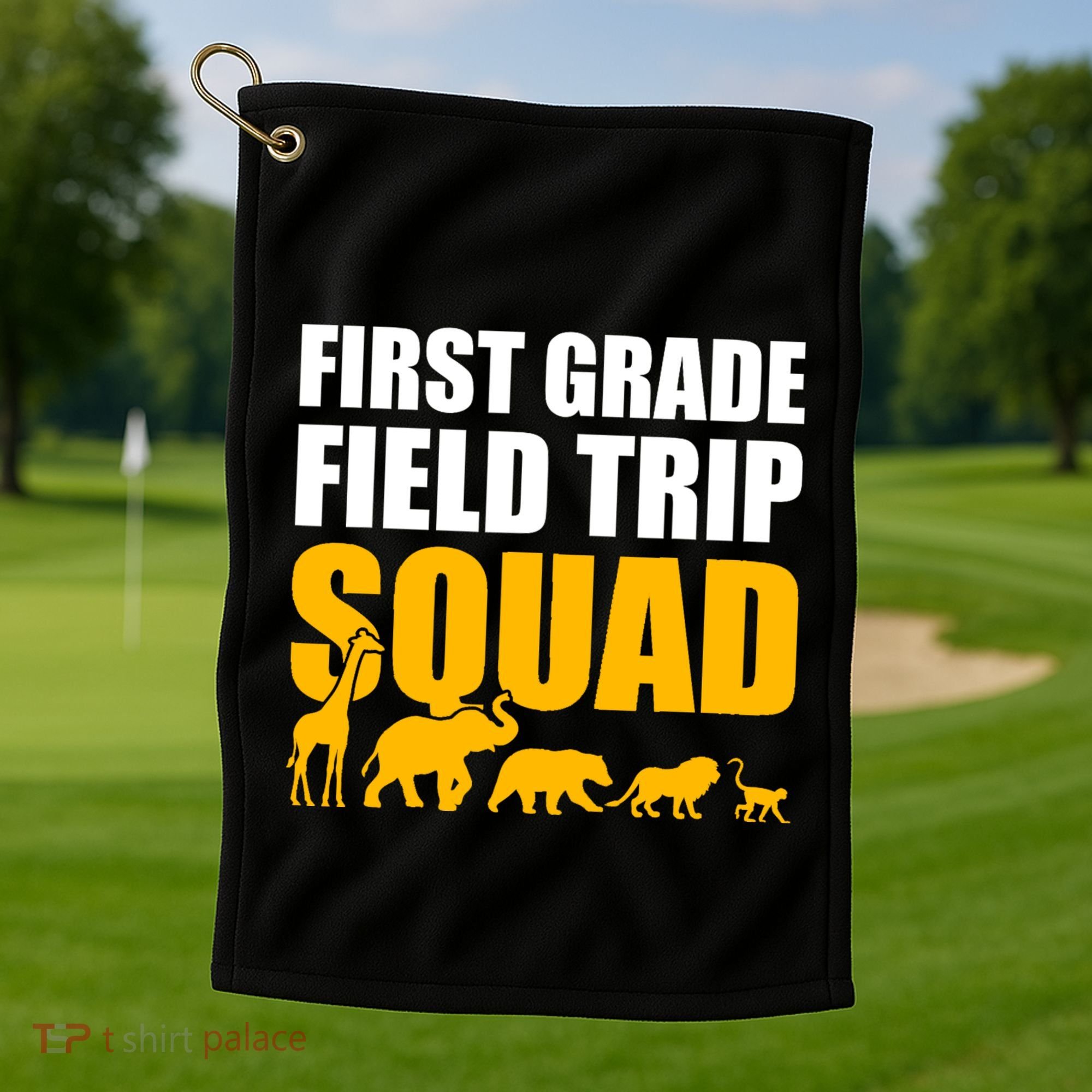 First Grade Field Trip Squad 1st Grade Zoo Crew Safari Golf Towel