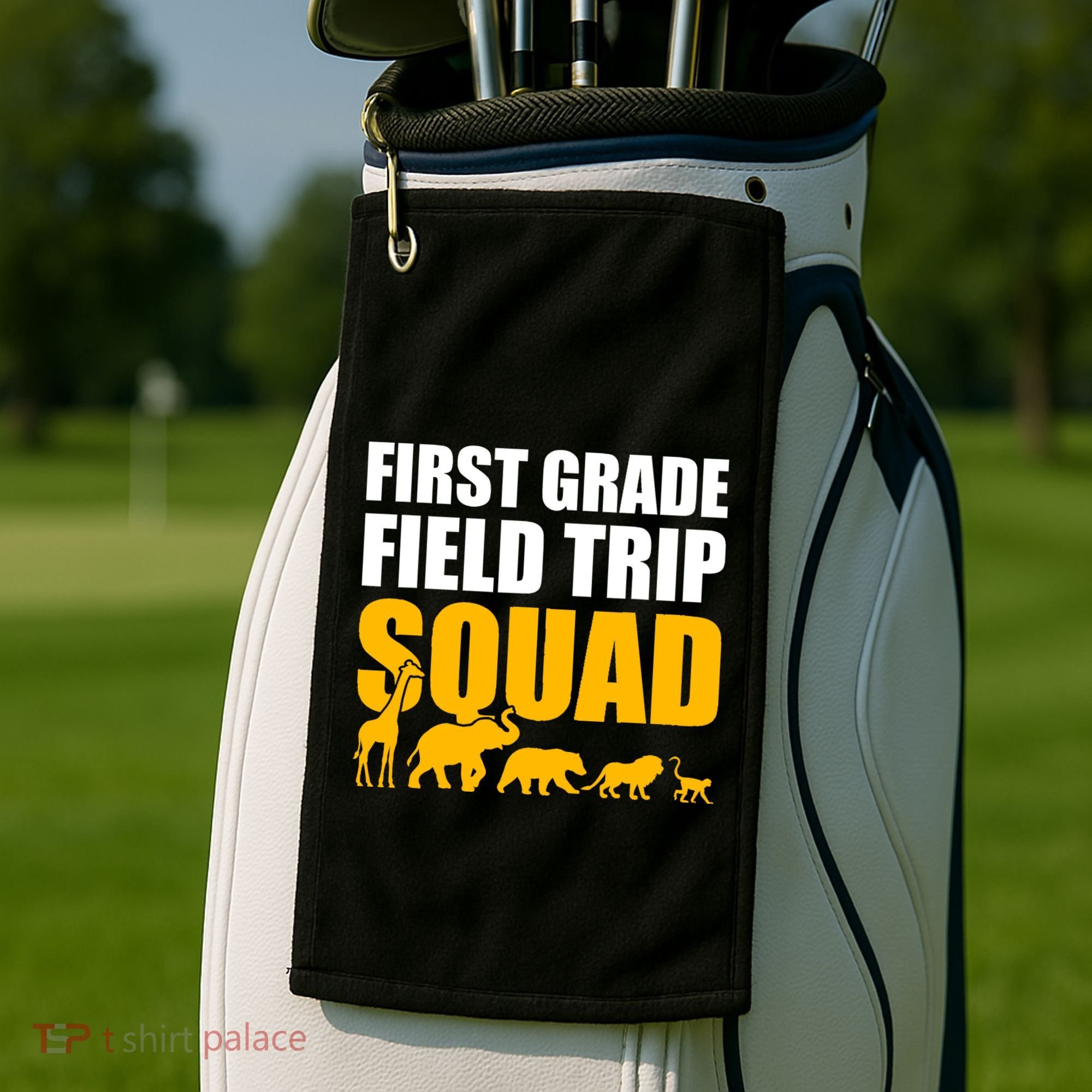 First Grade Field Trip Squad 1st Grade Zoo Crew Safari Golf Towel