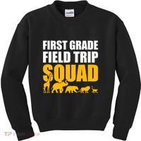 First Grade Field Trip Squad 1st Grade Zoo Crew Safari Kids Sweatshirt thumb 0