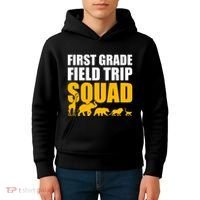 First Grade Field Trip Squad 1st Grade Zoo Crew Safari Kids Hoodie thumb 4