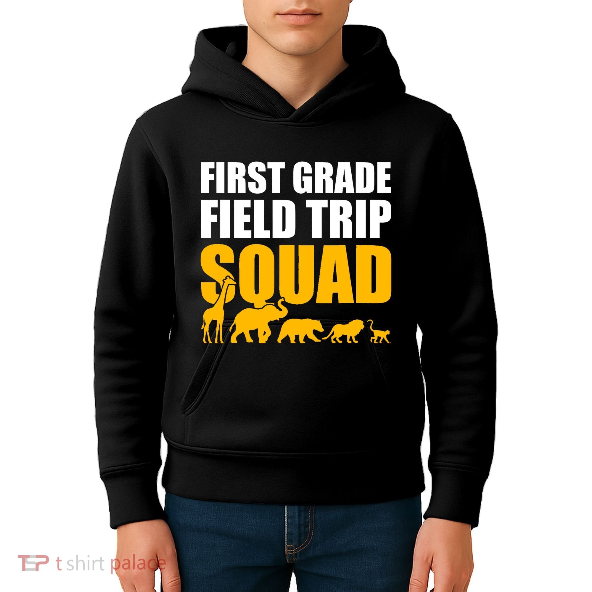 First Grade Field Trip Squad 1st Grade Zoo Crew Safari Kids Hoodie