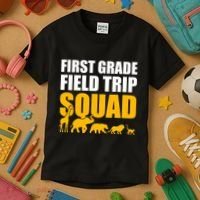 First Grade Field Trip Squad 1st Grade Zoo Crew Safari Kids T-Shirt thumb 3